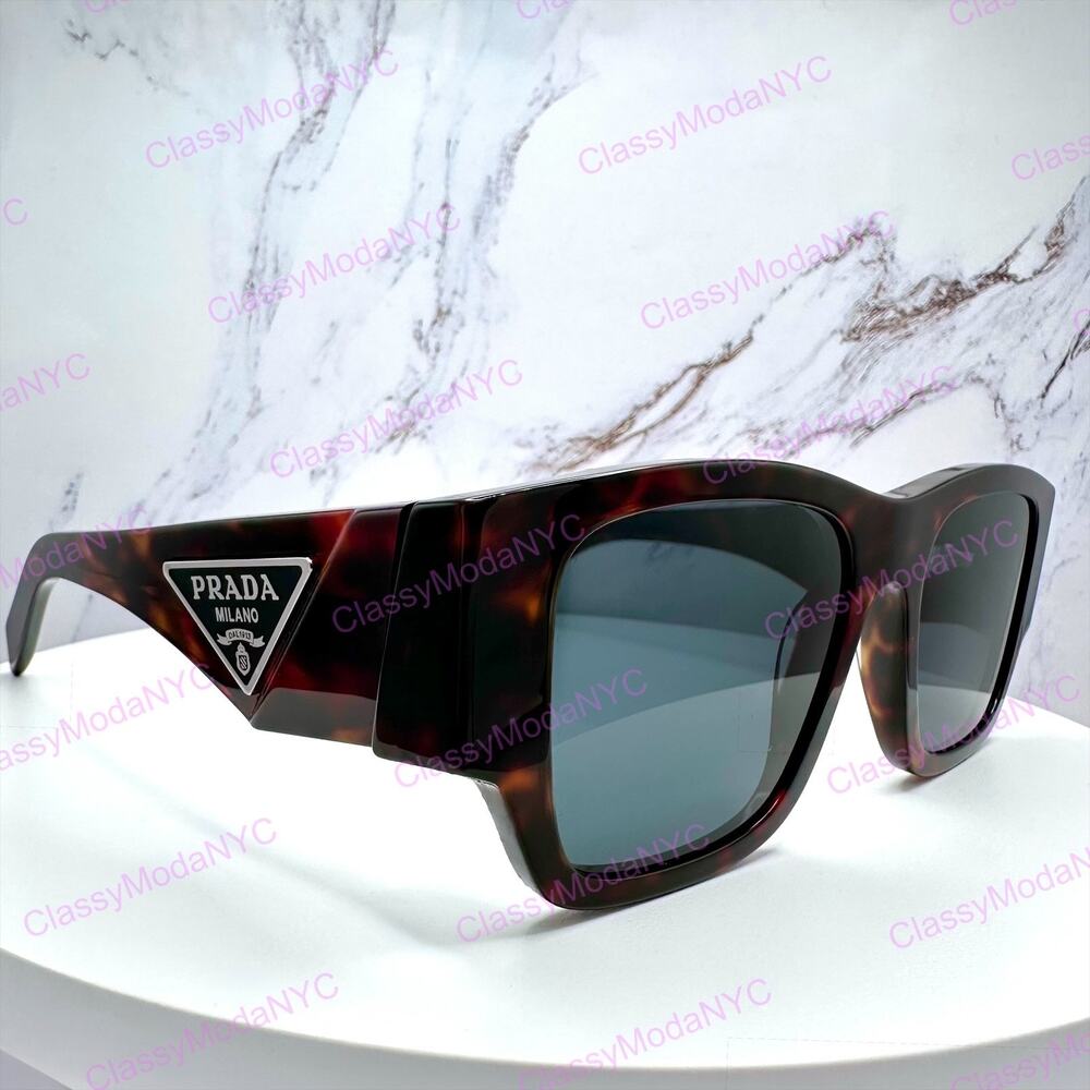 New PRADA Sunglasses Brown Root Tortoise Square Men's Plaque Logo - Picture 15 of 16